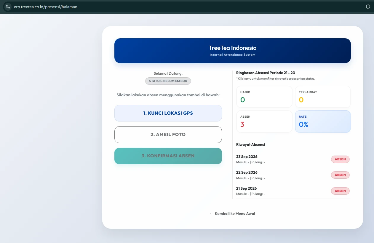 Portal Web Presensi Mandiri Karyawan