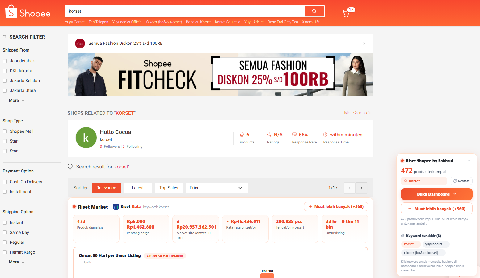 Live In-Page Search Scraping & Market Size Estimator